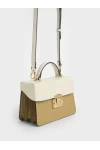 Charles Keith Two Tone Metallic Push Lock Handbag Multi